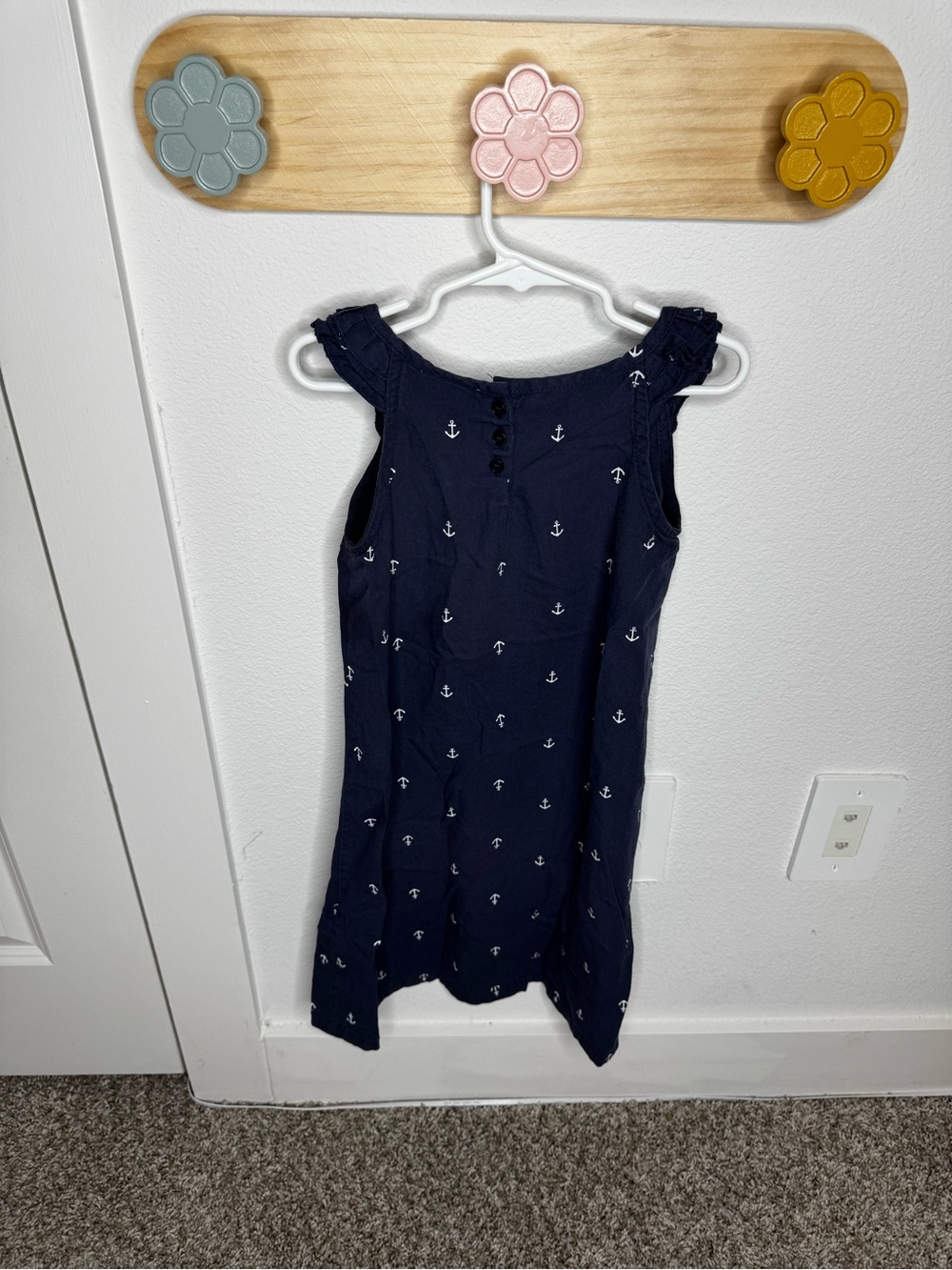 Petite plume Girls Navy Anchor Print Summer Dress - Picture 3 of 4